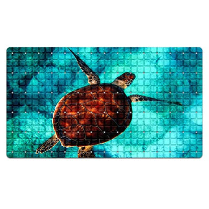 Bath Tub Mat Non Slip Shower Mat Sea Turtle Extra Long Bathtub Mat 26.8x15 inches Bathroom Bath Mat with Suction Cups Drain Holes Machine Washable - color: Sea Turtle