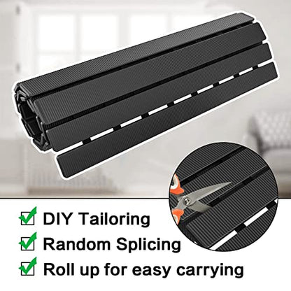 BEMISO Shower Mat Non Slip Bathtub Mat with Suction Cups and Drain Holes 27.5 x15.7 Inch Bath Mat for Tub & Shower.Easy Dry,Easy to Cut,Eco-Friendly - color: Black, size: 27.5 x 15.7 inches