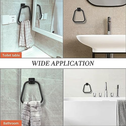Towel Holder for Bathroom Wall Matte Black Towel Ring Stainless Steel Hand Towel Holder Heavy Duty Towel Hanger for Bath, Kitchen (Black) - color: Black