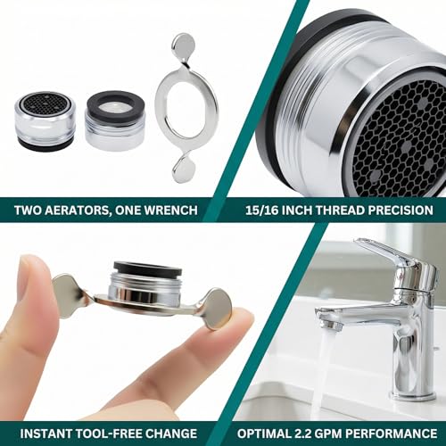 2-Pack RP330 Faucet Aerator with Removal Wrench, 2.2 GPM, Chrome | Replacement for RP330 Delta faucet aerator
