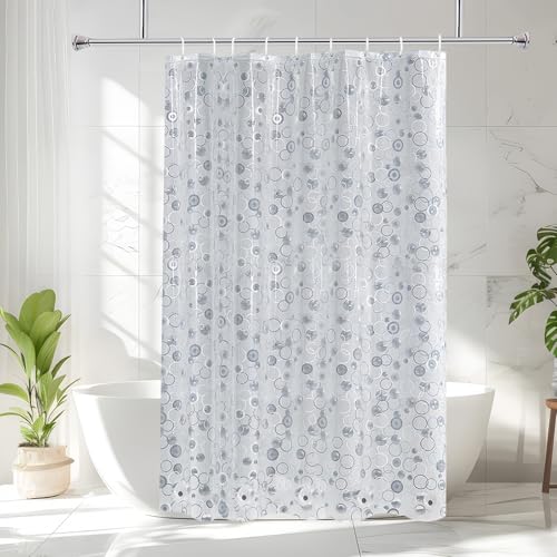 AooHome Plastic Narrow Shower Curtain Liner - EVA 3D Circle Pattern Design Bathroom Shower Curtain with Hooks, Bottom Magnets, 10G Heavy Duty, Water Repellent, Semi Transparent, 54x72 Inch - size: 54"W x 72"L (Pack of 1)