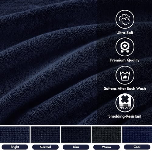 Madison Park 800GSM 100% Cotton Bathroom Bath Towel Set of 8, Dark Navy | Long Staple, Highly Absorbent, Durable Hotel Spa Quality, Quick Dry, Double Stitched Hems, Lint Reducing, OEKO-TEX Certified - color: Dark Navy, size: Multi-Sizes