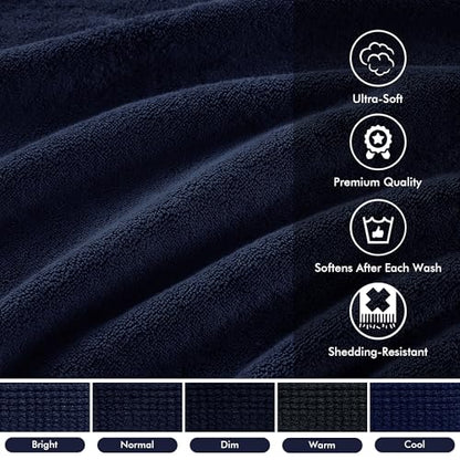 Madison Park 800GSM 100% Cotton Bathroom Bath Towel Set of 8, Dark Navy | Long Staple, Highly Absorbent, Durable Hotel Spa Quality, Quick Dry, Double Stitched Hems, Lint Reducing, OEKO-TEX Certified - color: Dark Navy, size: Multi-Sizes