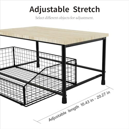 Kitchen Microwave Rack, Small Coffee Stand Shelf with Drawer Storage Basket | Kitchen Counter Storage Microwave Shelf for Coffee Machine, Living Room, Bedroom(Black) - color: Black
