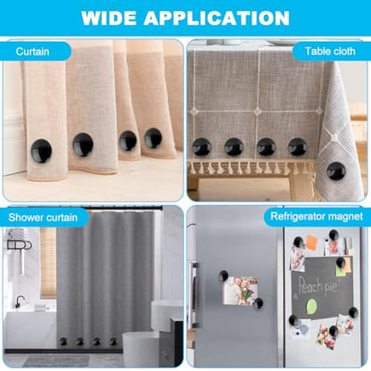 Magnetic Shower Curtain Weights, 10Pack Heavy Duty Shower Liner Weights with Rubber Covered, Rust-Free Curtain Counterweight, Windproof for Drapery, Tablecloth & Outdoor Flag - color: Black