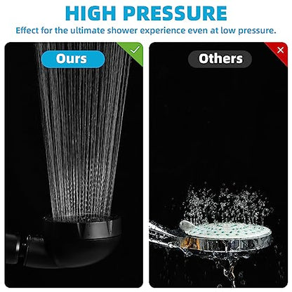 Marbrasse High Pressure Shower Head, 3-Settings Handheld Showerhead with ON/Off Full Shutoff Push Button and Switch to Control Flow, Angle-Adjustable Water Saving(Matte Black, 2Pack) - color: Matte Black, 2Pack