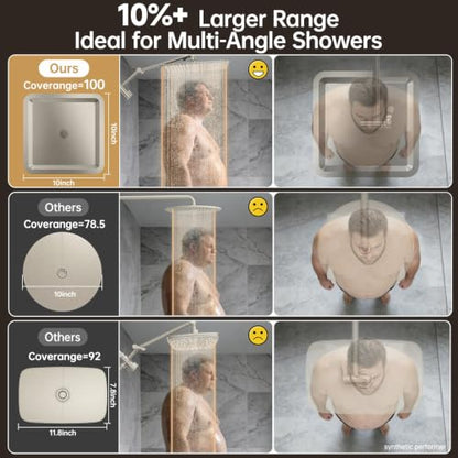 Veken All Metal 10" Luxurious Brushed Nickel Rain Shower Head with Handheld | Dual High Pressure Shower Heads, Power-wash Hand Held with Hose,Double Detachable Showerhead,Square Rainfall,Bathroom Upgrade - color: Brushed Nickel, size: 10 Inch