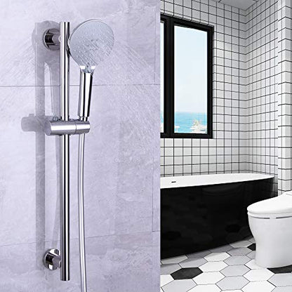 Shower Slide Bar with three Function Massaging Hand Shower Head Adjustable SUS 304 Stainless Steel Polished D500011C - color: Chrome