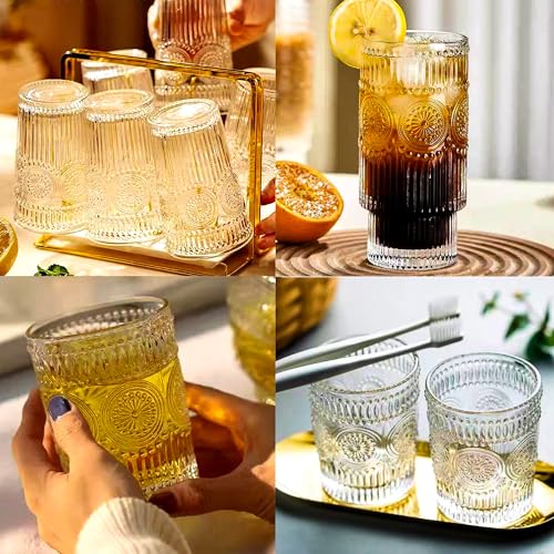 Glass Toothbrush Holders for Bathrooms, 10 oz Clear Tooth Brushing Dispenser, Small Tooth Brush Organizer for Vanity Countertop, Toothpaste Storage Stand, Tumbler Cup for Makeup Brushes