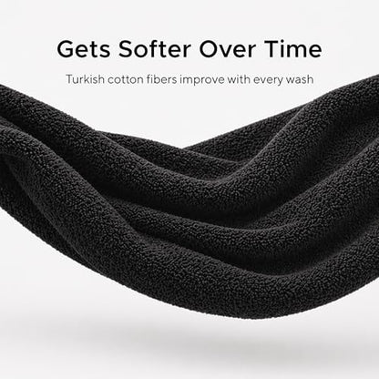 Veteran Textile LLC - 6 Pieces - Turkish Cotton - Luxury Towel Set for Bathroom & Kitchen, 2 Bath Towels, 2 Hand Towels & 2 WashCloths *Valued $79.99* (Black) - color: Black