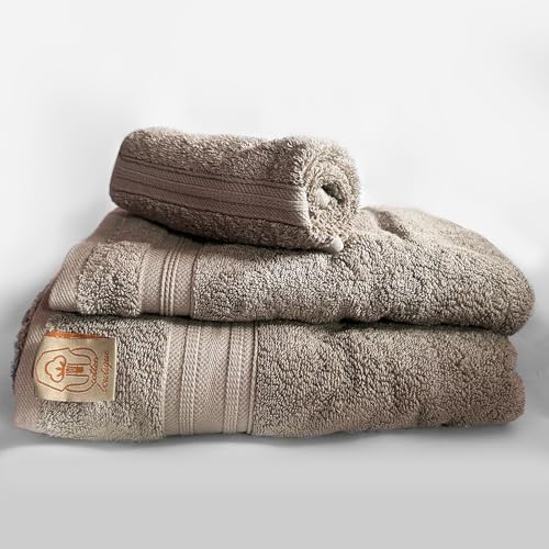 100% Egyptian Cotton Towel Set, 600 GSM, Double Twisted Yarns, Ultra Soft & Highly Absorbent Towels, Made in Egypt. (Mocha, Single Set Cotton Towels) - color: Mocha