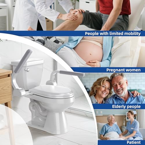 ZEAGUS Width Adjustable Toilet Safety Rails - 500lb Toilet Safety Frame | Grab Bars, 60° Adjustable & Space-Saving Toilet Assist Arms for Seniors, Disabled, Elderly, Mobility-Impaired