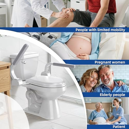 ZEAGUS Width Adjustable Toilet Safety Rails - 500lb Toilet Safety Frame | Grab Bars, 60° Adjustable & Space-Saving Toilet Assist Arms for Seniors, Disabled, Elderly, Mobility-Impaired