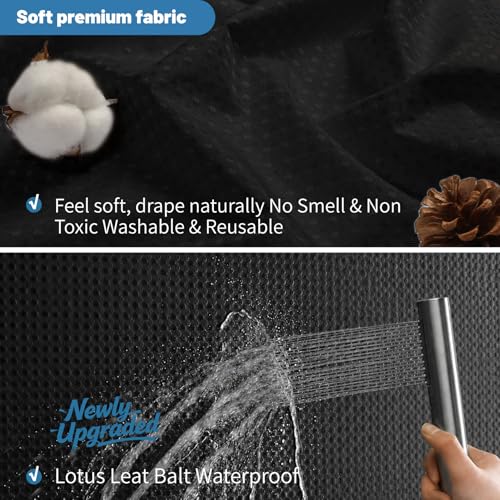 2-in-1 Waterproof Fabric Shower Curtain - No Separate Liner Needed, Hotel-Style Waffle Weave, Effortless Cleaning & Washable Bathroom Shower Curtain Set,72Wx84H,Black - color: Black, size: 72"W x 84"L (Pack of 1)