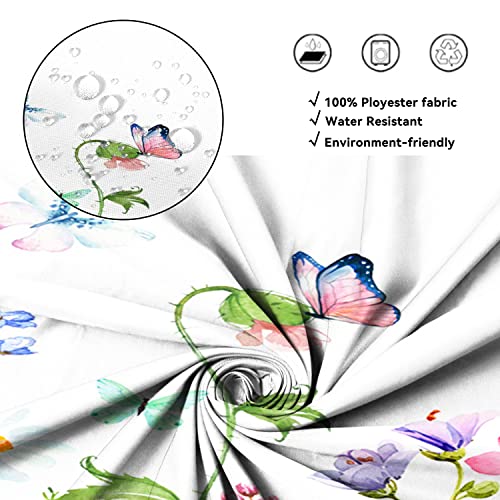 AWERT Small Half Size Stall Shower Curtain with 6 Hooks 36 inch Shower Stall Curtain 36 x 72 Butterfly Wildflowers for Bathroom/RV and Camper (Butterfly) - color: Butterfly, size: 36"W x 72"L (Pack of 1)
