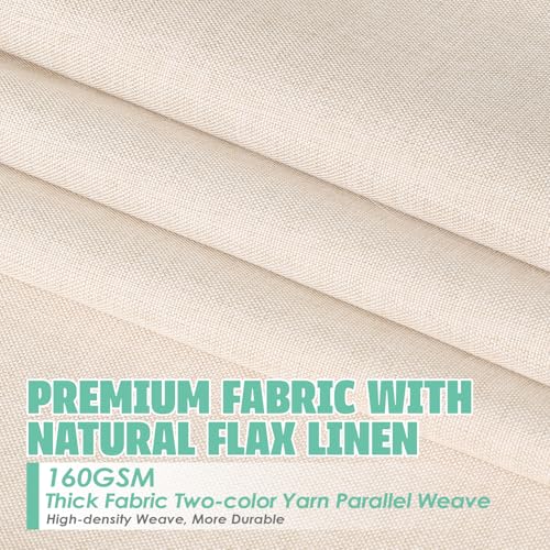 Extra Long Natural Linen Textured Shower Curtain Set with Hooks, Beige Boho Farmhouse Bath Shower Curtains for Bathroom Neutral Cloth, Hotel Luxury, Weighted, 72W x 84L, Cream - color: Cream | With Hooks, size: 72"W x 84"L (Pack of 1)