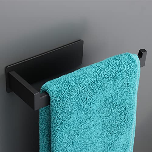 Hand Towel Holder, Strong Self Adhesive Hand Towel Ring, Thicken SUS304 Stainless Steel Hand Towel Bar/Rack, No Drilling Modern Hand Towel Hanger (Matte Black, 9 in) - color: Matte Black, size: 1 Pack 9 In