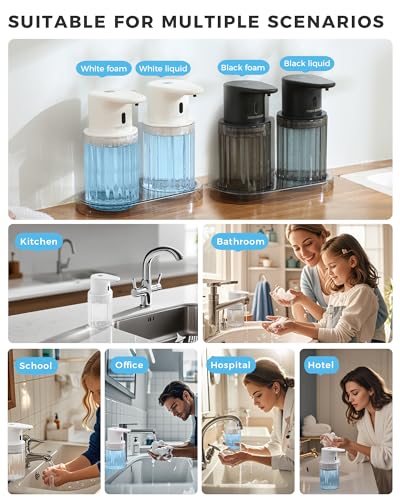 Automatic Foaming Soap Dispenser Touchless, USB Rechargeable Soap Dispenser | Adjustable Foam Levels, 10oz/300mL Hands Free Sensor, Waterproof, Wall Mounted or Countertop for Bathroom & Kitchen - color: White, style: Foam