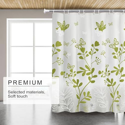 TIKABC Shower Curtain Liner, 4G PEVA Shower Liner, Plastic Waterproof Shower Curtains, with Grommet Holes and 3 Magnetic Weights(Butterfly) - color: Butterfly