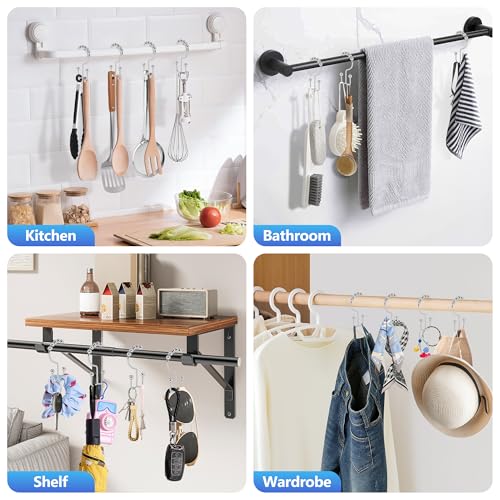 Resze 12PCS Shower Curtain Hooks, Metal Double Shower Curtain Rings, Chrome | Glide Roller Shower Hooks, Rust-Resistant Anti-Drop Shower Rings, Smooth Sliding Hooks for Bathroom Shower Rods Curtains - color: Chrome