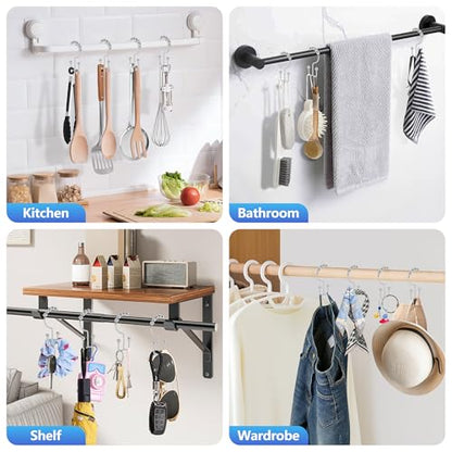 Resze 12PCS Shower Curtain Hooks, Metal Double Shower Curtain Rings, Chrome | Glide Roller Shower Hooks, Rust-Resistant Anti-Drop Shower Rings, Smooth Sliding Hooks for Bathroom Shower Rods Curtains - color: Chrome
