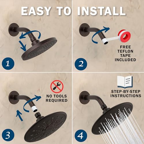 Luxury Rain Shower Head - 2.5 GPM - Oil-Rubbed Bronze | 9 Inch Large, High Flow, Overhead Rainfall Showerhead With Self-Clean Nozzles, Easy Install, Adjustable Brass Ball Joint - color: Oil Rubbed Bronze, size: 2.5 GPM