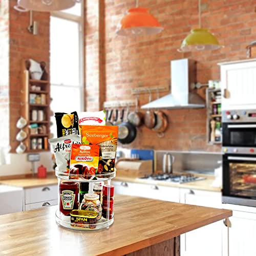 Amolliar 2 Tier 9 Inch Lazy Susan Turntable Organizer for Cabinet,Spice Rack Food Storage Container for Kitchen, Pantry, Fridge, Countertop, Vanity, Bathroom, Spinner Organizer for Spices, Condiments - size: Clear 9" 2 Tier 1 Pack