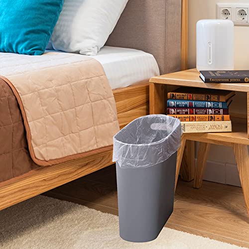 ROYFACC Small Trash Can Plastic Bathroom Wastebasket 3.2 Gallon Slim Garbage Container Bin with Handle for Home Kitchen Bathroom Bedroom Office, 2 Pack (Grey) - color: Grey