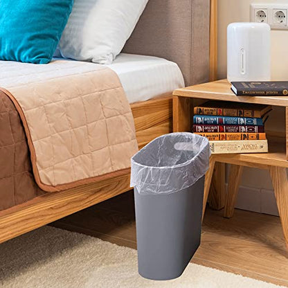 ROYFACC Small Trash Can Plastic Bathroom Wastebasket 3.2 Gallon Slim Garbage Container Bin with Handle for Home Kitchen Bathroom Bedroom Office, 2 Pack (Grey) - color: Grey