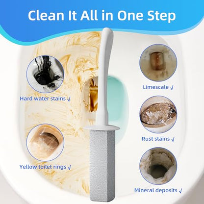 Toilet Brush and Holder Set with Pumice Stone Toilet Bowl Cleaner | Long-handle Scrubber with Ventilated Holder and Pumice Stone for Hard Water Stains, Limescale and Toilet Rings - color: Gray