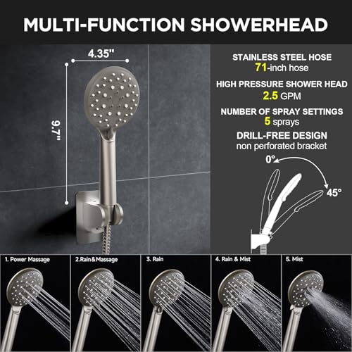 Veken Starlight 11.8" High Pressure Shower Head with Handheld, Easy Install | Handheld Shower with Multi Spray Modes, Rainfall Combo with 15" Metal Extension Arm, Detachable Dual Shower, Bathroom Decor - color: Starlight