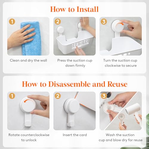 Lifewit Suction Cup Shower Caddy, 31 cm/12"(L), 1 Pack | Plastic, Removable, No-drilling Bathroom Organizers and Storage Rack, for inside Shower & Shampoo