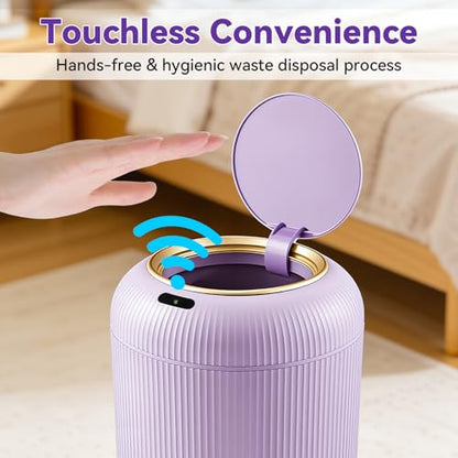 Procade Automatic Trash Can Bathroom,Auto Small Purple Garbage Can with Lid | 3 Gallon Touchless Motion Sensor Trash can with Legs,Smart Gold Purple Waste Basket for Bedroom,Kitchen,Dorm,rv,Office - color: Purple