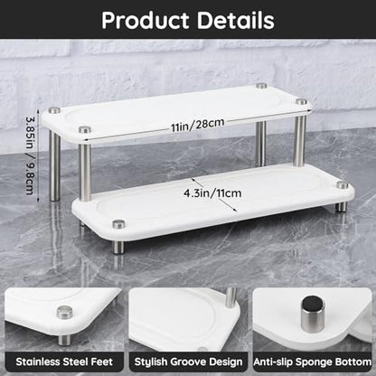 Segbeauty 2 Tier Instant Dry Counter Organizer, 11x4.3in Quick Dry Diatomaceous Earth Stone Drying Tray, Water Absorbing Stone Fast Drying Countertop Rack Sponge Soap Holder for Kitchen Bathroom White - color: Pure White