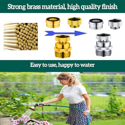 Faucet to Garden Hose Adapter,Brass 3/4-Inch Garden Hose Adapter with Aerator, 360-degree Swivel for Kitchen And Bathroom,Chrome - color: A-Faucet adapter