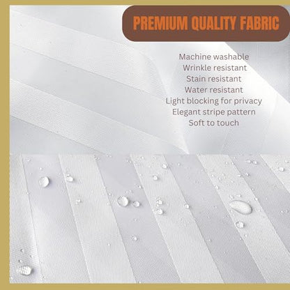 Fabric Shower Curtains - Fabric Shower Curtain Liner Washable - Hotel Quality Shower Curtains - Bathroom Shower Curtain - Cloth Shower Curtain- with 12 Hooks 72in x 72in - color: White 02