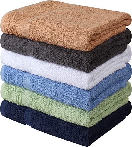 Towel and Linen Mart 100% Cotton 6 Pack Bath Towel Set, Quick Dry, Super Absorbent, Light Weight, Soft, (27 x 54 Pack of 6) Beige, White, Grey, Sky Blue, SAGE Green, Navy - color: Beige , White , Grey , Sky Blue , Sage Green , Navy, size: 27 x 54 6 pack