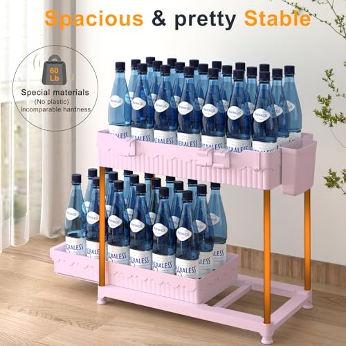 3 Pack Under Sink Organizers, 2-Tier Multi-Use Kitchen and Bathroom Organizers and Storage with Sliding Drawers, Bathroom Cabinet Organizer (Pink, 14.8 Inch) | Multi-use kitchen & bathroom storage, 14.8 inch pink cabinet organizer, space-saving sliding dr