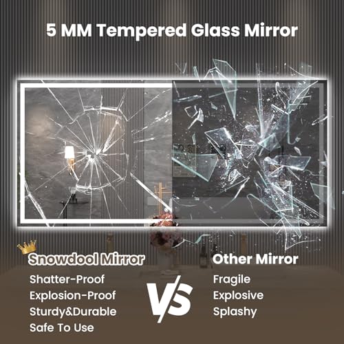 Snowdool 84 x 40 in LED Bathroom Mirror, Front and Backlit, Anti-Fog | Front and Backlit, 3 Color Temperatures, Anti-Fog, Tempered Glass - size: 40"L x 84"W