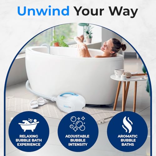 SereneLife Portable Spa Bubble Bath Massager - Thermal Spa Waterproof Non-Slip Mat with Suction Cup Bottom, Motorized Air Pump & Adjustable Bubble Settings - Remote Control Included - AZPHSPAMT24HT