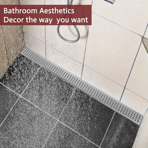 Linear Shower Drain, 48 inch Brushed Nickel | Including Hair Catcher and Removable Grate, 304 Stainless Steel, Easy to Install and Clean (Drain Base Not Included) - color: Brushed Nickel, size: 48 inch
