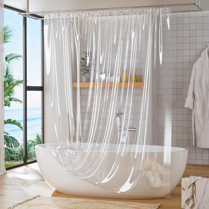 Titanker Clear Shower Curtain Liner, Premium PEVA Shower Liner Heavy Duty Waterproof Shower Curtains for Bathroom with Big Stones and Grommets, 72x72 Inches - color: Clear Heavy Weight, size: 72"W x 72"L (Pack of 1)