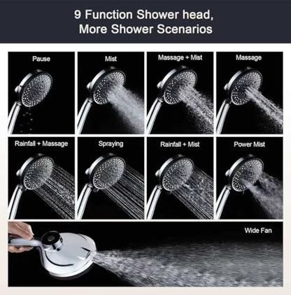 High Pressure Shower Head with Magnetic Shower Base | High Pressure 10-setting Shower Head with Hose,Magnetic Bracket,59 Inches Stainless Steel Shower Hose,Magnetic Shower Base - color: Chrome, style: Upgraded Version
