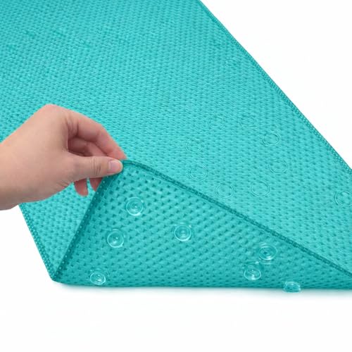 Bathtub Mat Non Slip, Bath Mat for Tub Non Slip, Tub Mat Extra Large 36 x 17 in, Bathtub Mat with Suction Cups & Drain Holes, Soft Foam, Machine Washable, Teal - color: Teal