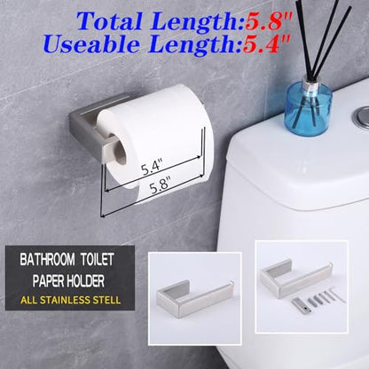 GERZWY Contemporary Stainless Steel Wall Mounted 3-Piece Bathroom Hardware Set - Towel Rings Toilet Paper Holder Towel Hooks, Brushed Finish HG1708-3LS - color: Brushed