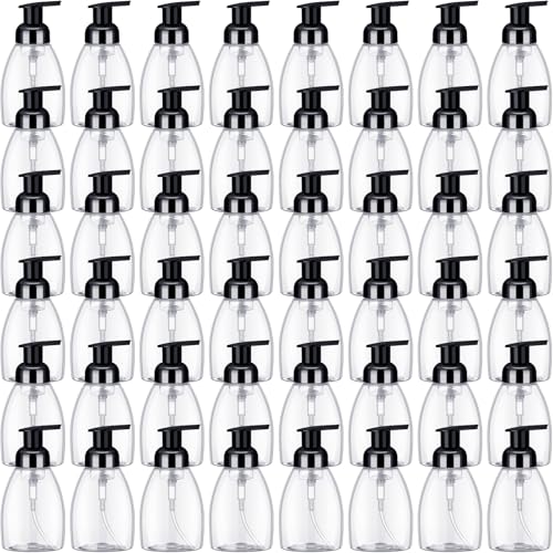 Nuenen 48 Pieces 8oz Foaming Soap Dispenser Refillable Foaming Pump Bottles Bulk Travel Hand Soap Dispenser Plastic Press Bottles Empty Containers for Shampoo Bathroom Commercial(Black) - color: Black
