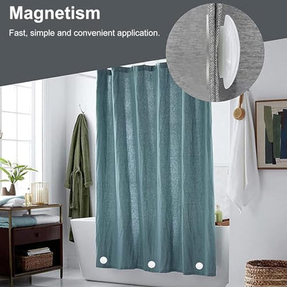 GANPUB 4 Pcs Magnetic Shower Curtain Magnets Weights Drapery Weights, Waterproof Heavy Duty Curtain Liners Weights Bottom, Bathroom Curtain Weight Clips, Shower Curtains, Hooks and Liners（White）