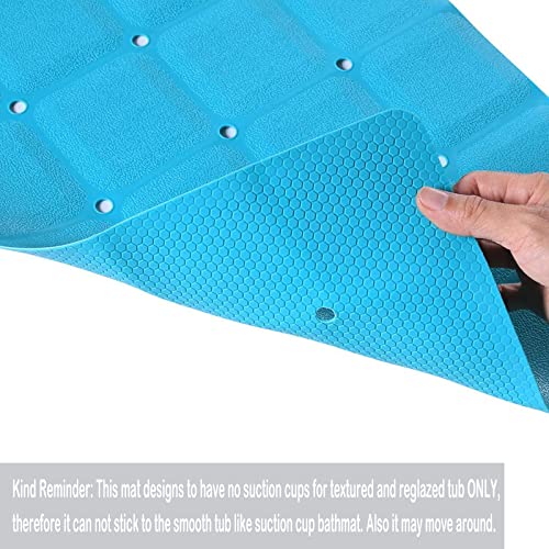Webos Foldable Non Slip Silicon Bath Mat Bathtub mat Shower mats no Suction Cups for Textured Tub and Reglazed Tub(Foldable-Blue, 28-inch x 14-inch) - color: Foldable-blue