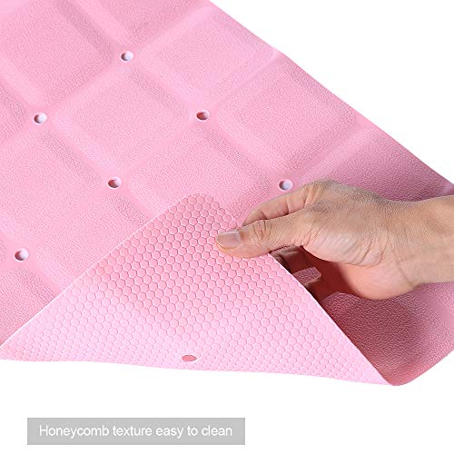 Webos Bathtub Mat Non Slip Soft Rubber Bathroom Bath No Suction Cups for Textured Tub Silicone Shower Bath Tub Mat(Pink, 28-inch x 14-inch) - color: Pink