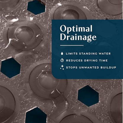 SlipX Solutions 39"x16" Power Grip Non Slip Bathtub Shower Mat, Bronze | Stronger Wet Surface Protection, Soft Under Foot, 265+ Suction Cups, Large Drainage Holes - color: Clear Bronze